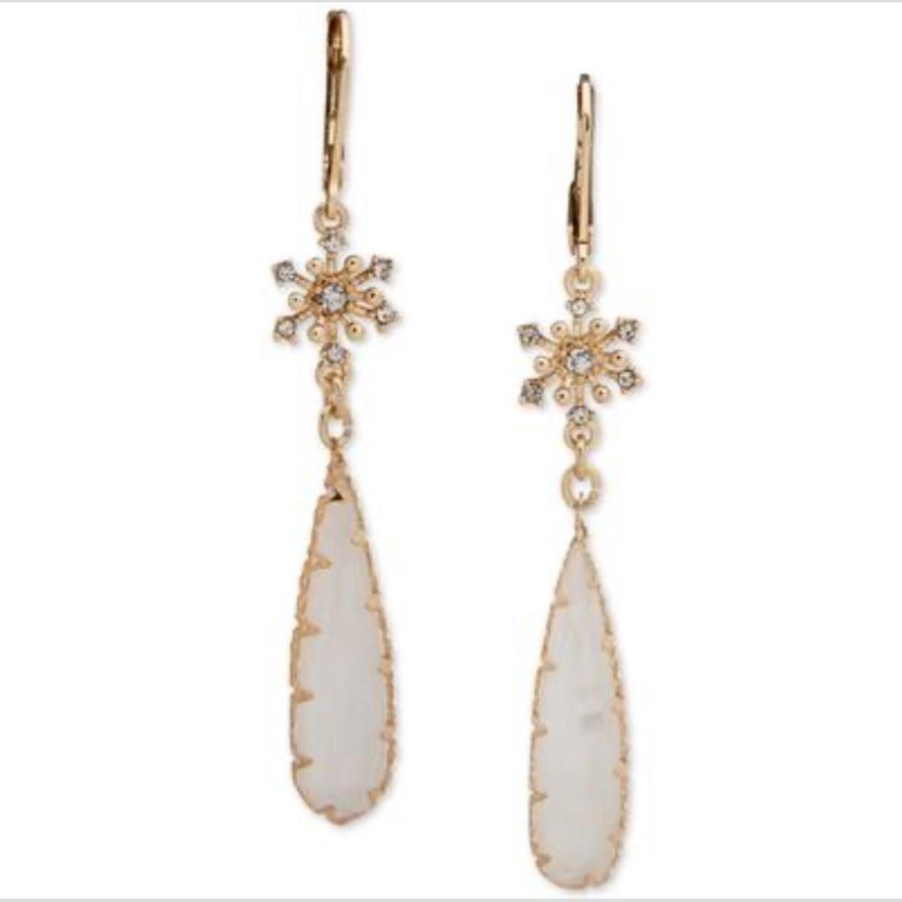 NWT Lonna & Lilly Crystal Snowflake & Mother-of-Pearl Linear Drop Earrings